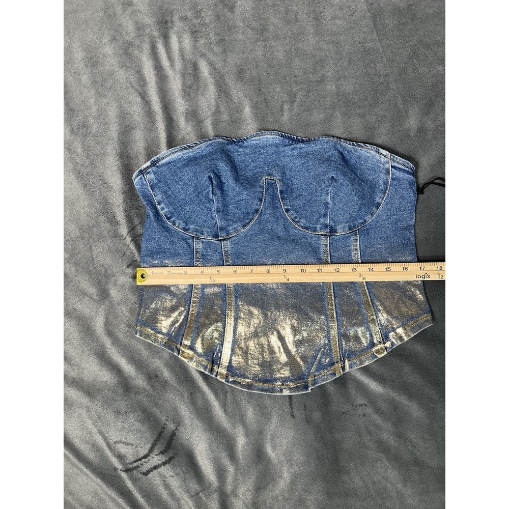FOREVER 21 CORSETS Women Blue & Gold Sz 0X - Picture 6 of 13